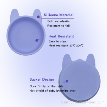 Piala Pengisapan Anak-Anak Non-Slip Feeding Silicone Bowl